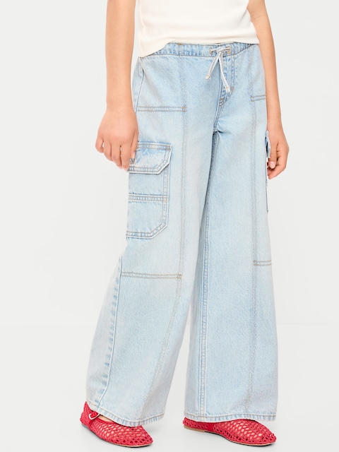 CARGO COUPE TRÈS GÉNÉREUSE À JAMBE LARGE À TAILLE BASSE EXTENSIBLE POUR FILLE