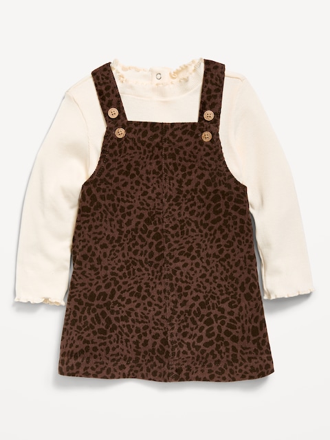 ENSEMBLE ROBE EN VELOURS CÔTELÉ SANS MANCHES ET HAUT À MANCHES LONGUES POUR BÉBÉ