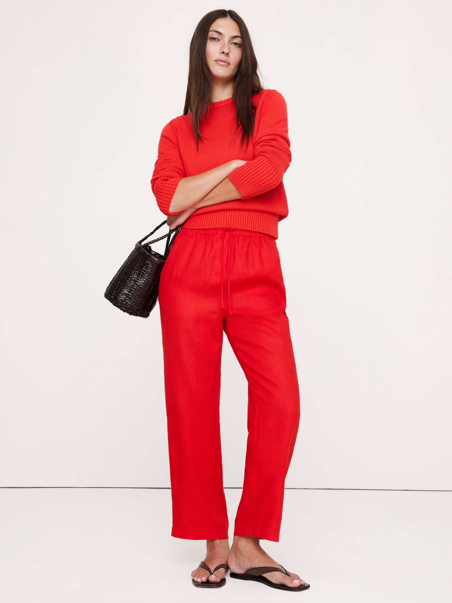 The Getaway Straight-Leg Pull-On Pant in Linen