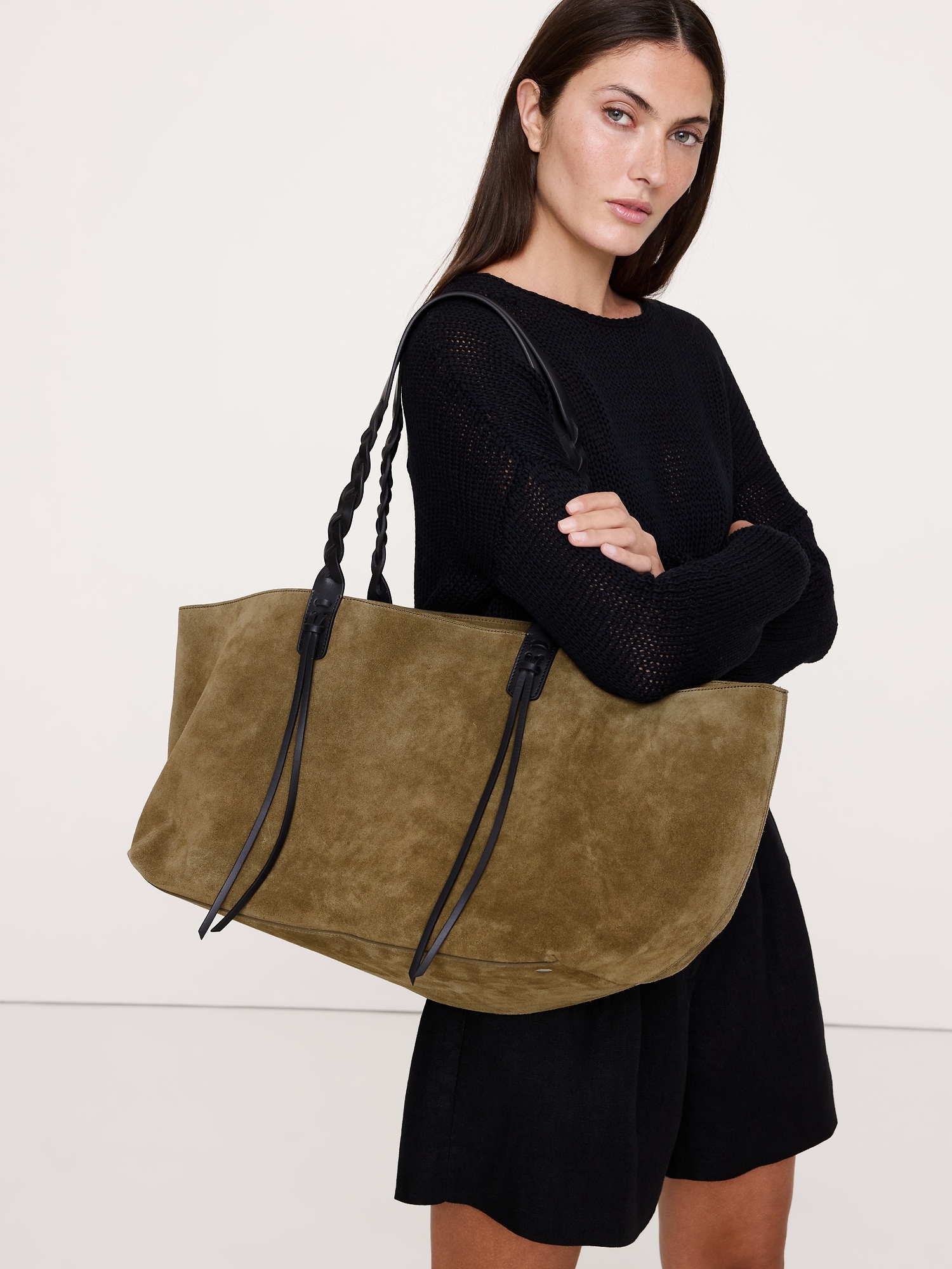 Large Leather East-West Tote