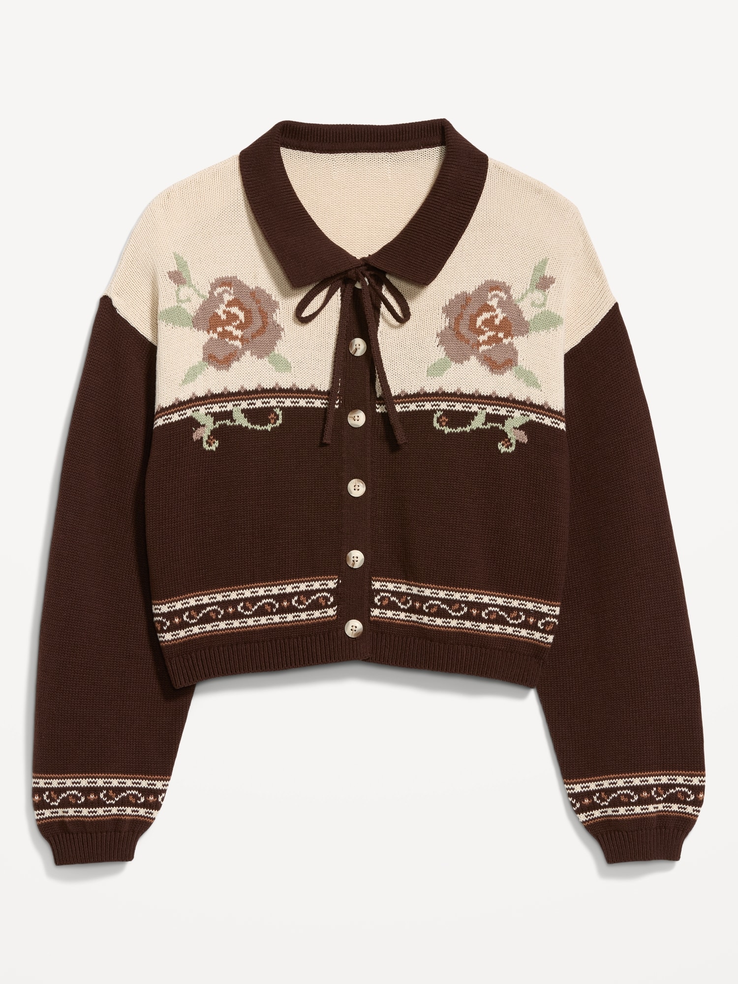 Seaside Cotton Tie-Front Collared Cardigan