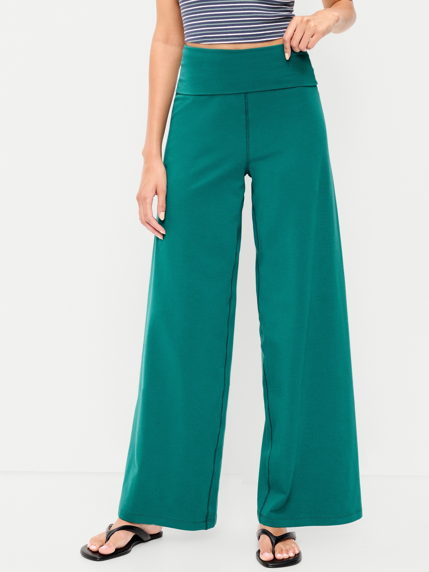 High-Waisted PowerChill Fold-Over Wide-Leg Pants