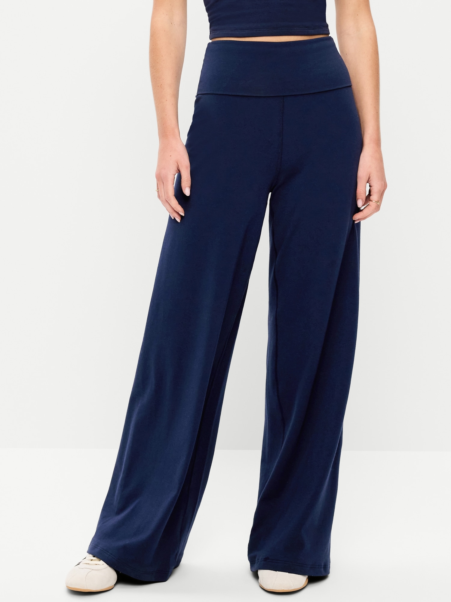High-Waisted PowerChill Fold-Over Wide-Leg Pants