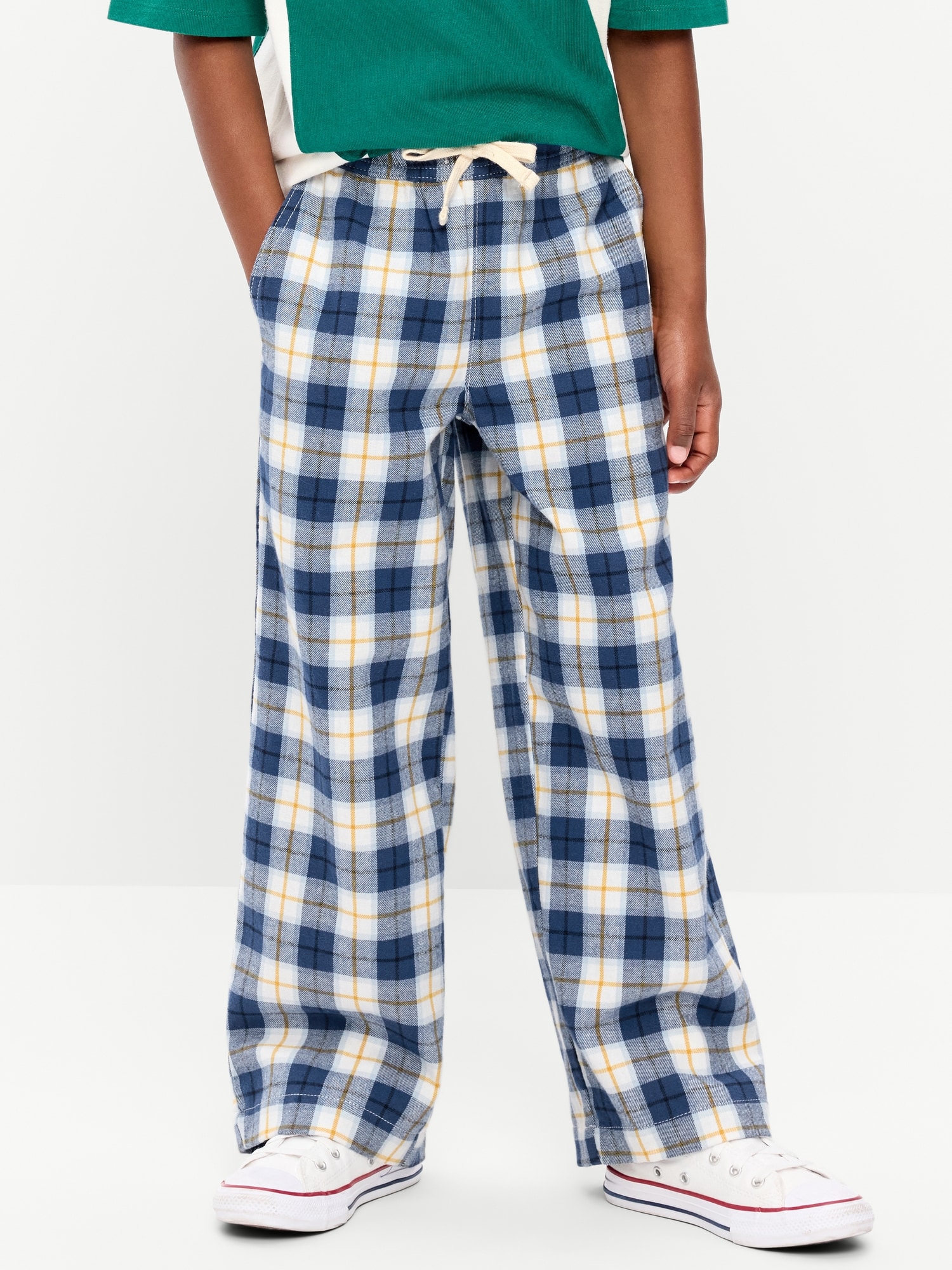 Pull-On Baggy Plaid Flannel Pants for Boys