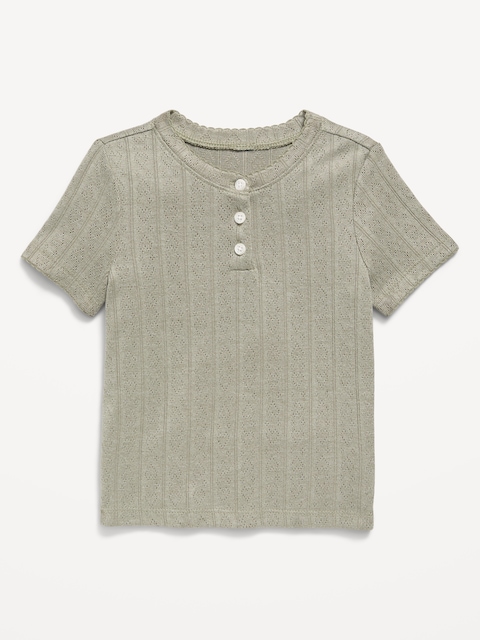 HAUT HENLEY DOUILLET À MANCHES COURTES EN TRICOT AJOURÉ POUR TOUTE-PETITE