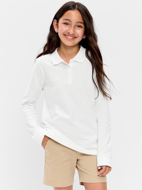 POLO D'UNIFORME EN PIQUÉ À MANCHES LONGUES POUR FILLE