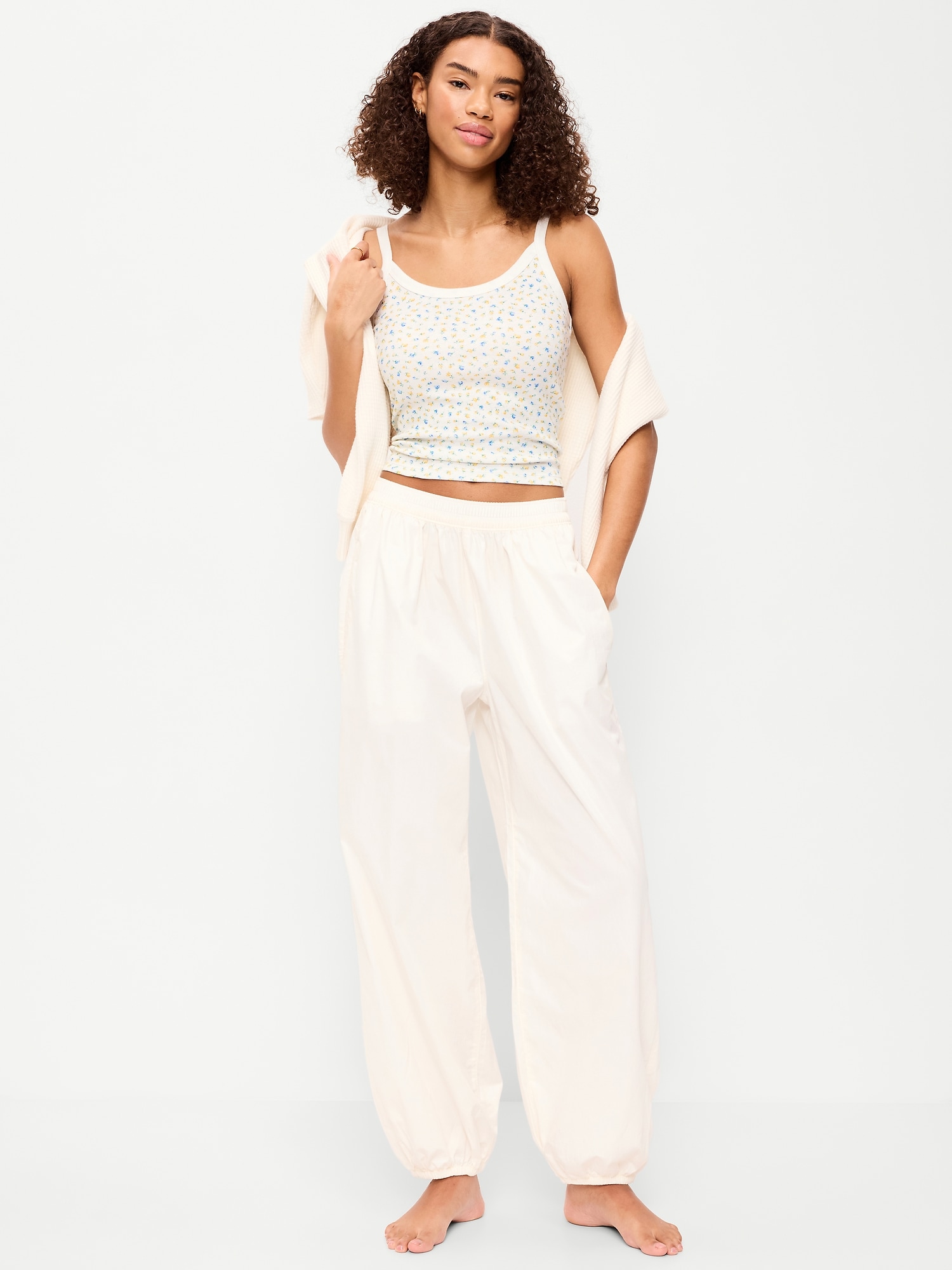 PANTALON DE PYJAMA PARACHUTE LÉGER À TAILLE EXTENSIBLE