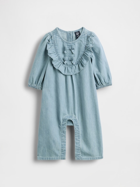 UNE-PIÈCE À VOLANTS EN DENIM POUR BÉBÉ
