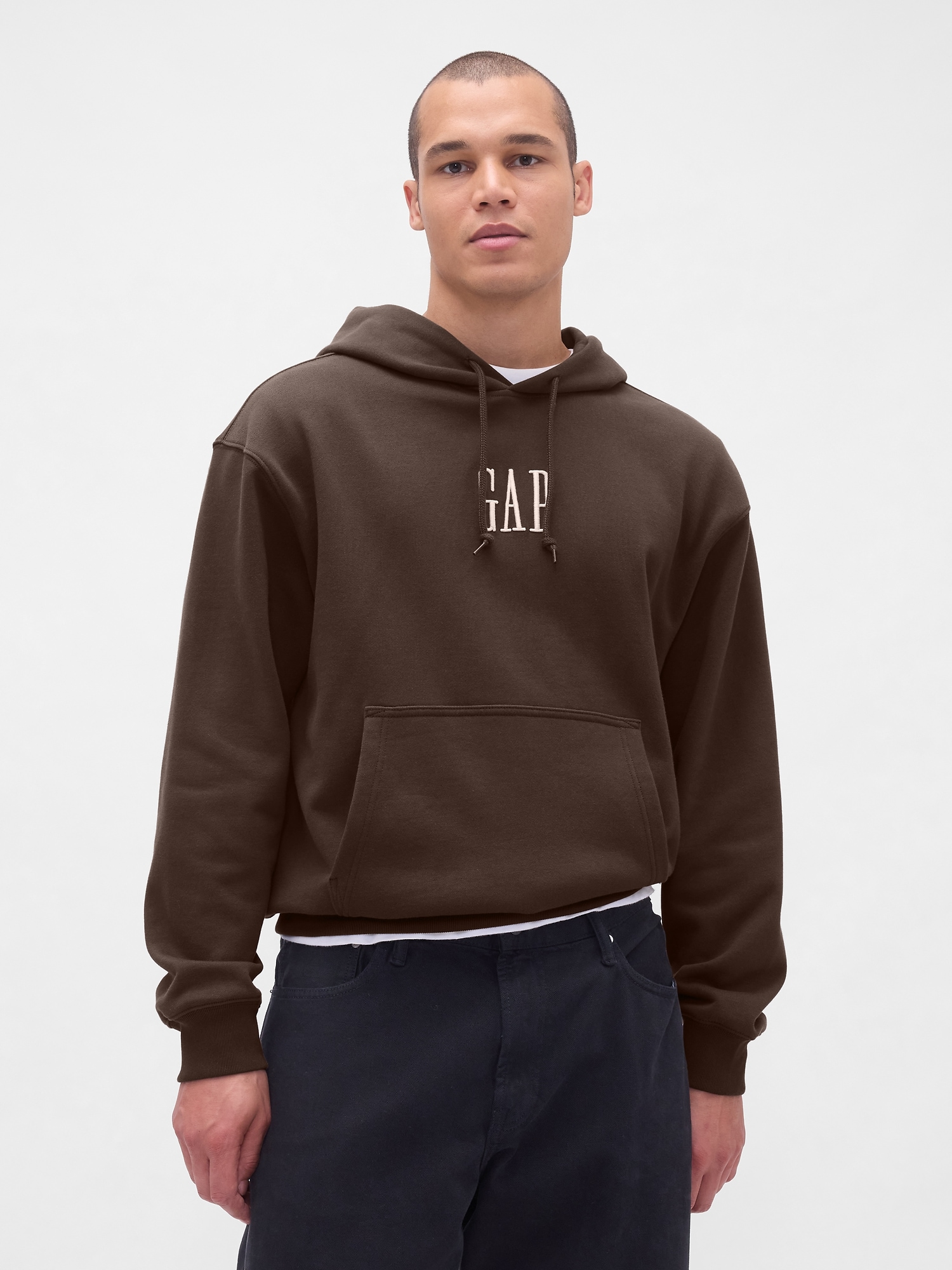 GAP ヘビーウェイト オーバーサイズ GAPロゴパーカー ブラウン Gap公式オンラインストア | ヘビーウェイト オーバーサイズ GAPロゴ