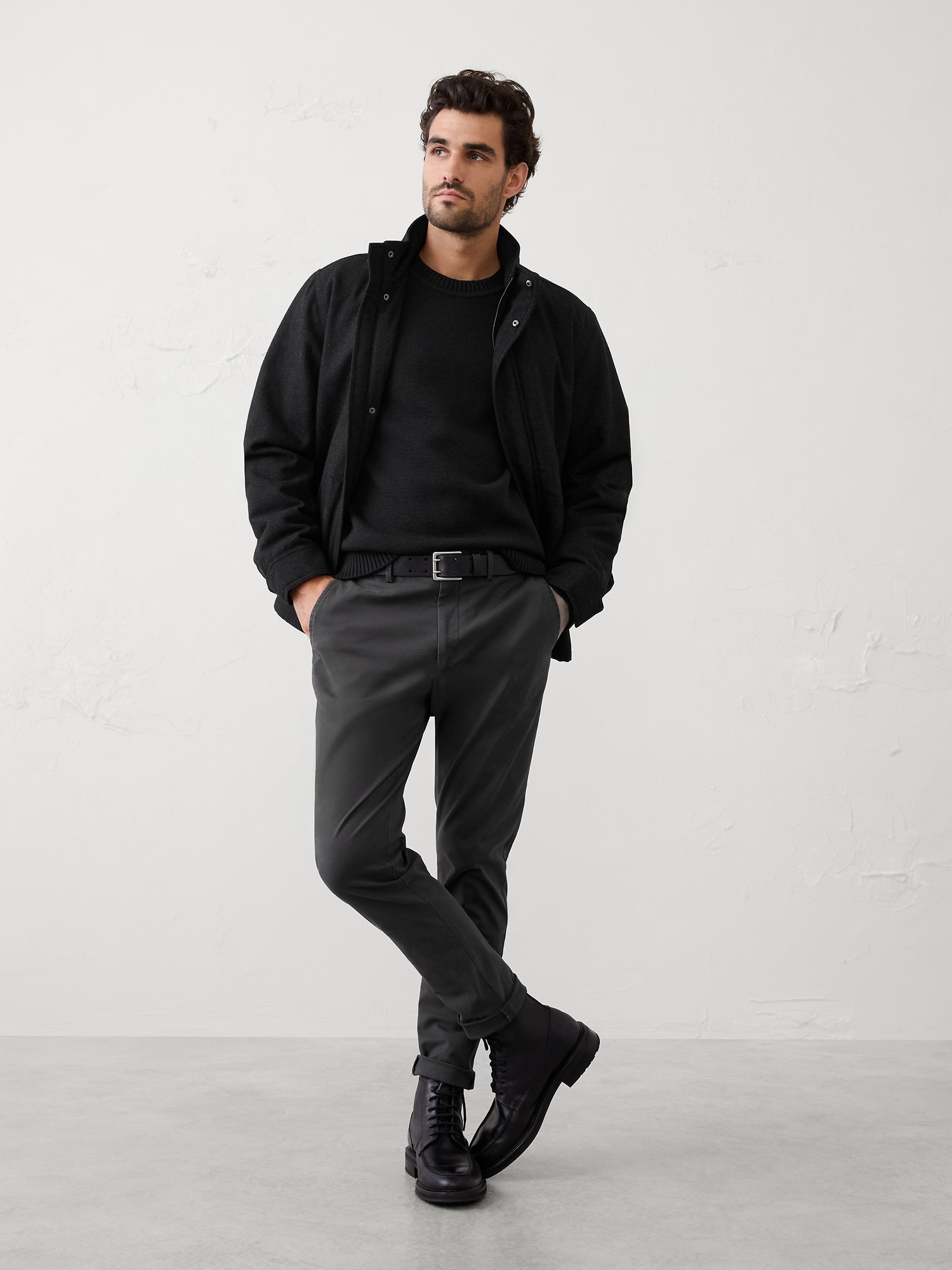 Wool-Blend Mock-Neck Jacket