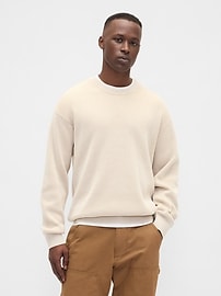 Oversized Fisherman-Stitch Crewneck Sweater | Gap Factory