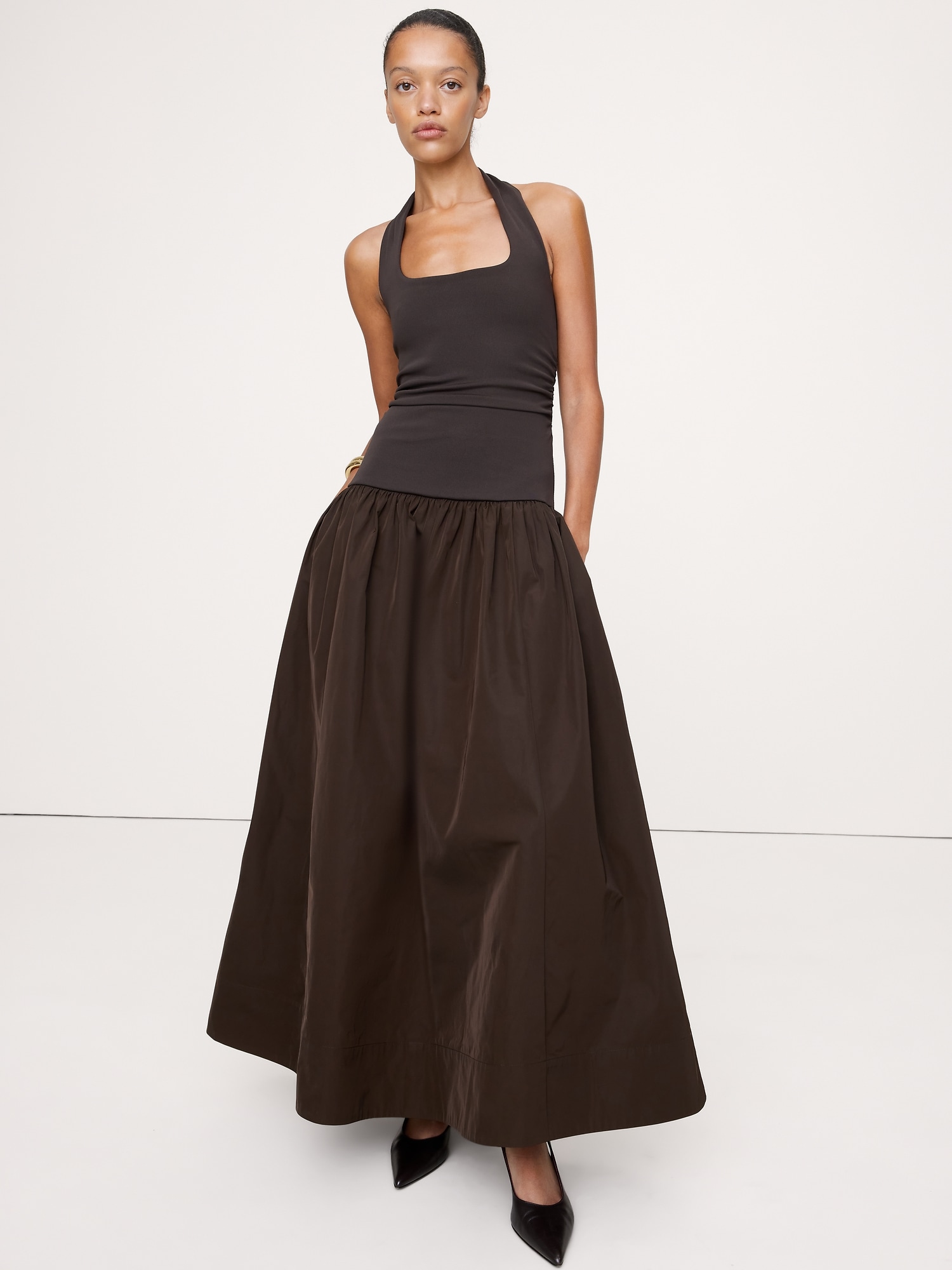 ROBE LONGUE BAIN DE SOLEIL EN JERSEY ET TAFFETAS