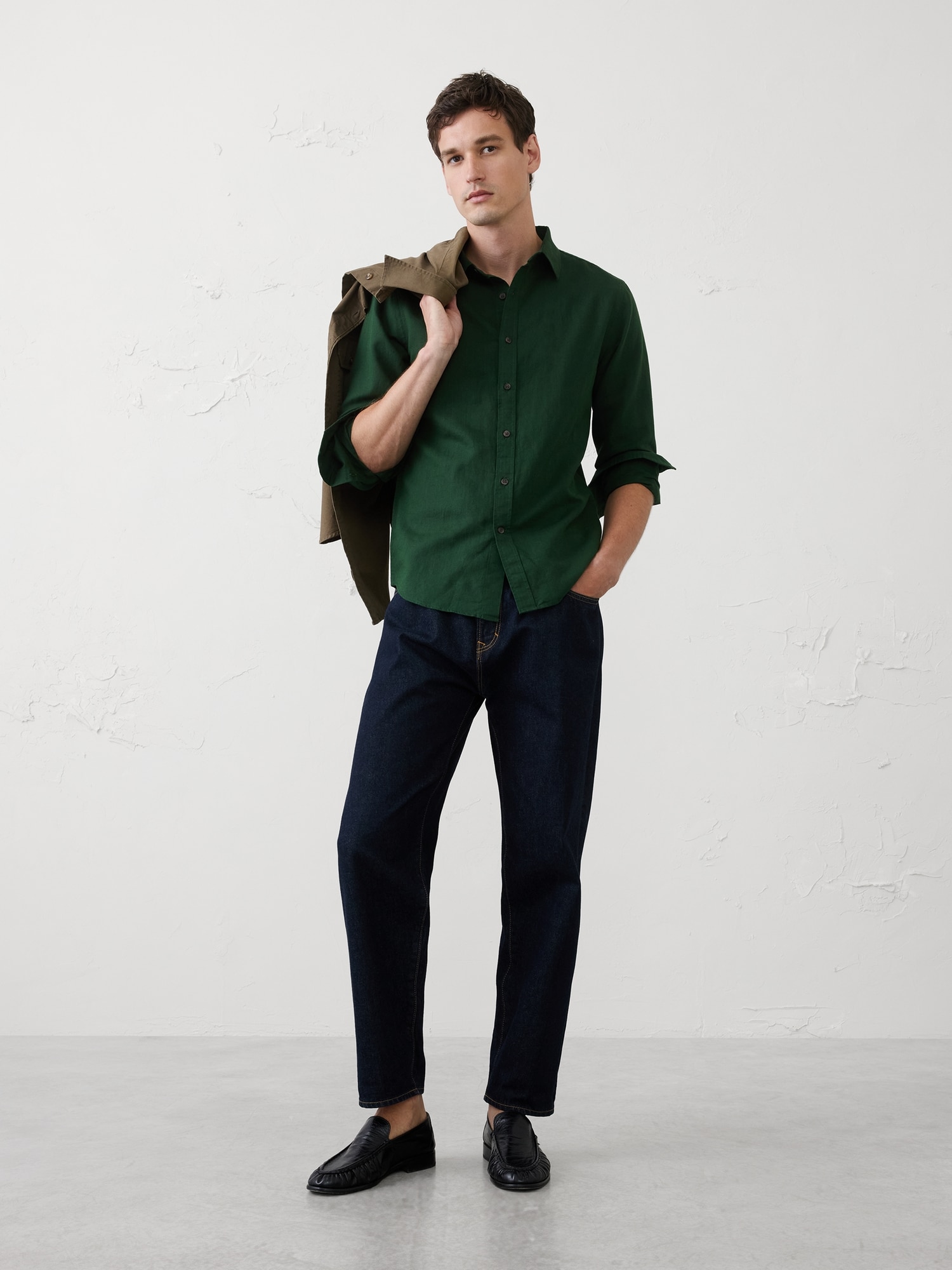 Slim-Fit Linen-Blend Shirt