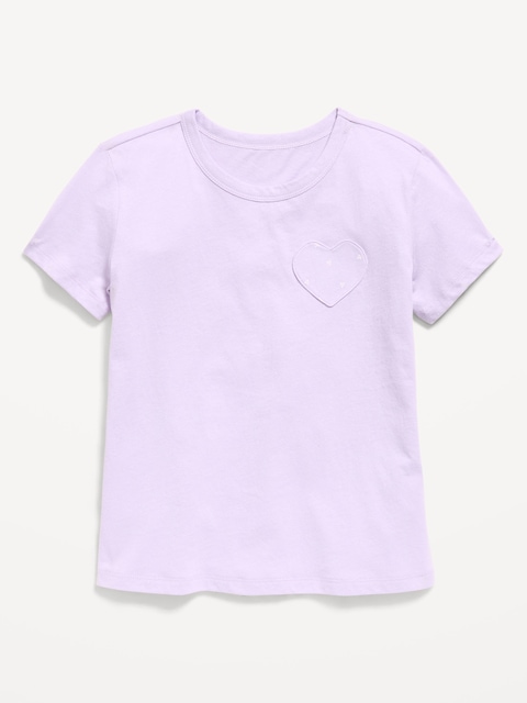 Softest Short-Sleeve Heart-Pocket T-Shirt for Girls