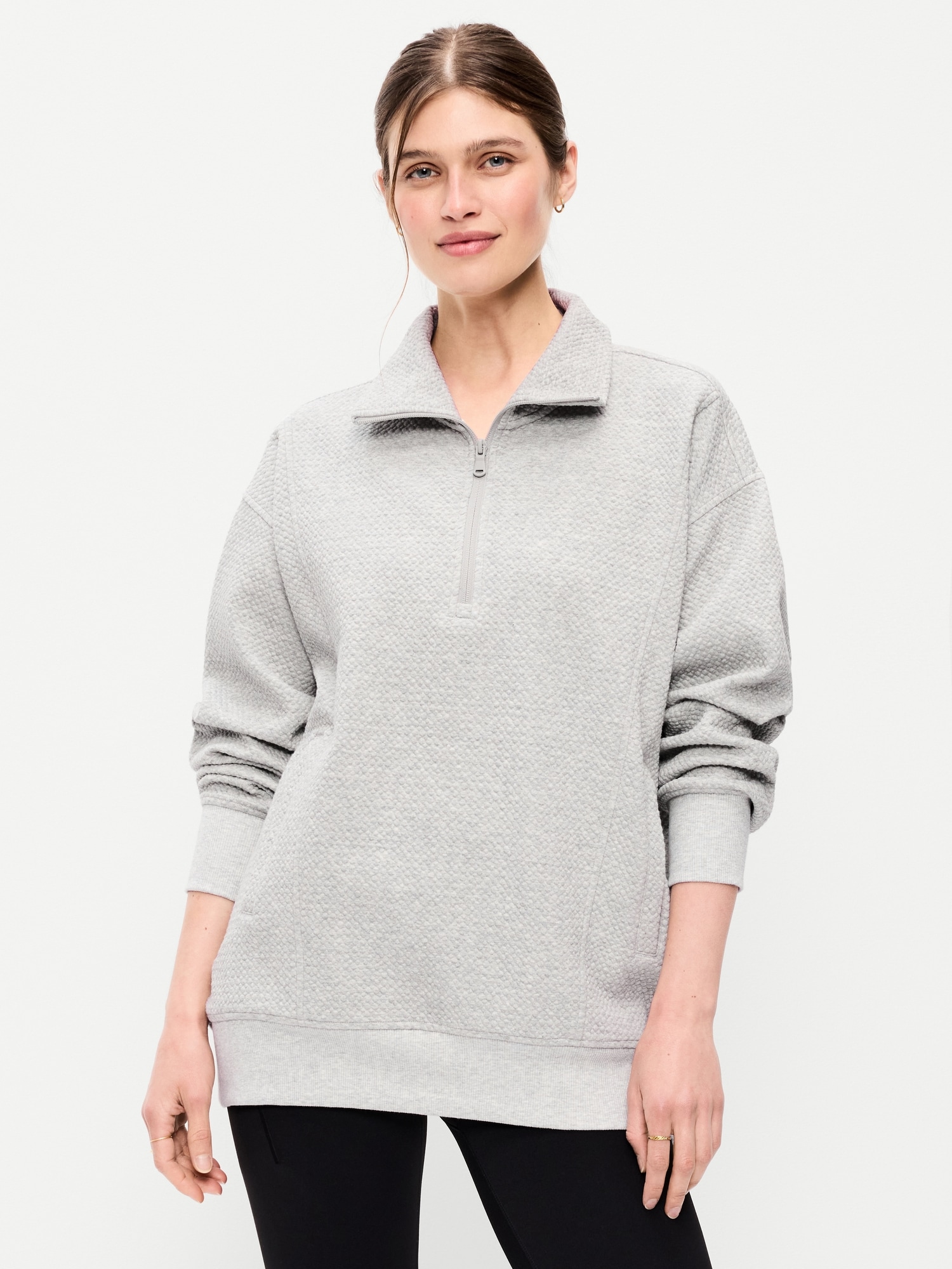 Dynamic Fleece Oversized Textured Tunic Sweatshirt