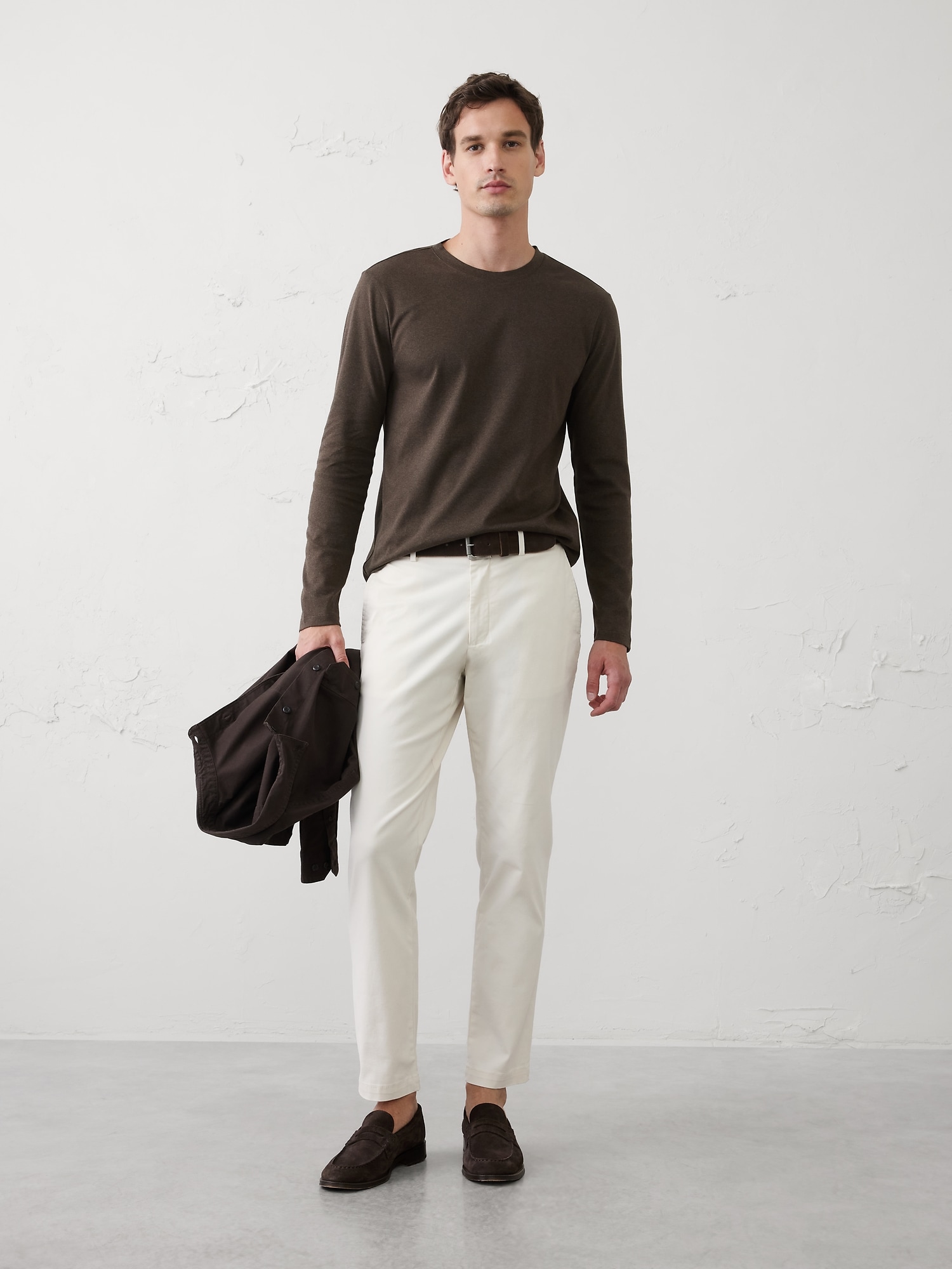 Banana Republic Slim-Fit Luxe Touch Long-Sleeve T-Shirt INTERNATIONAL SHIPPING