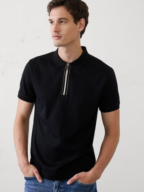 Standard-Fit Luxe Touch Zip Polo