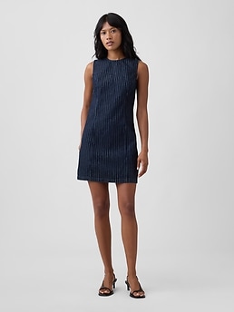 gap sleeveless shirt dress Sleeveless Collared Denim Mini Dress
