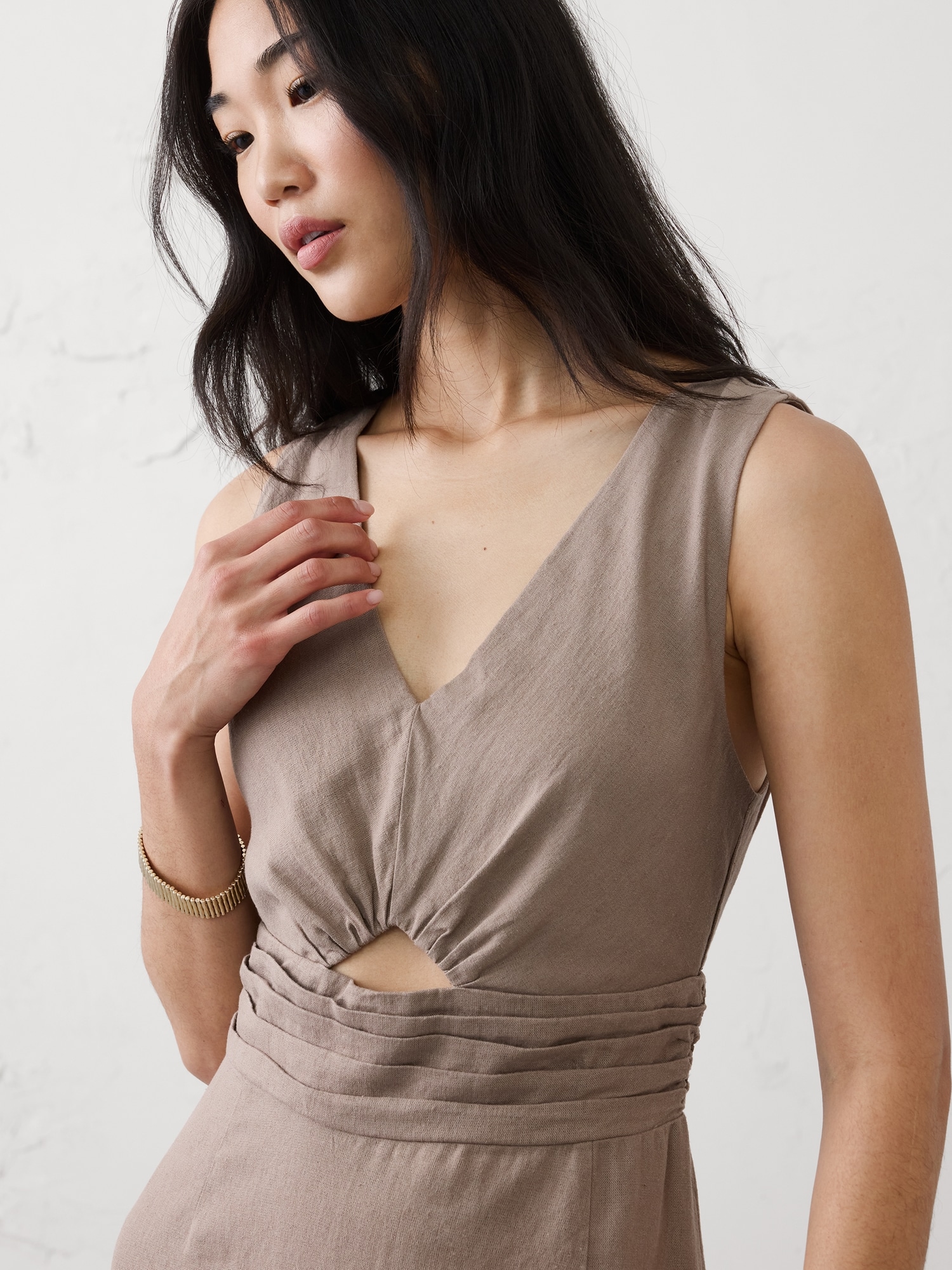 gap linen wrap dress Short Sleeve Wrap-Front Dress in Linen-Cotton