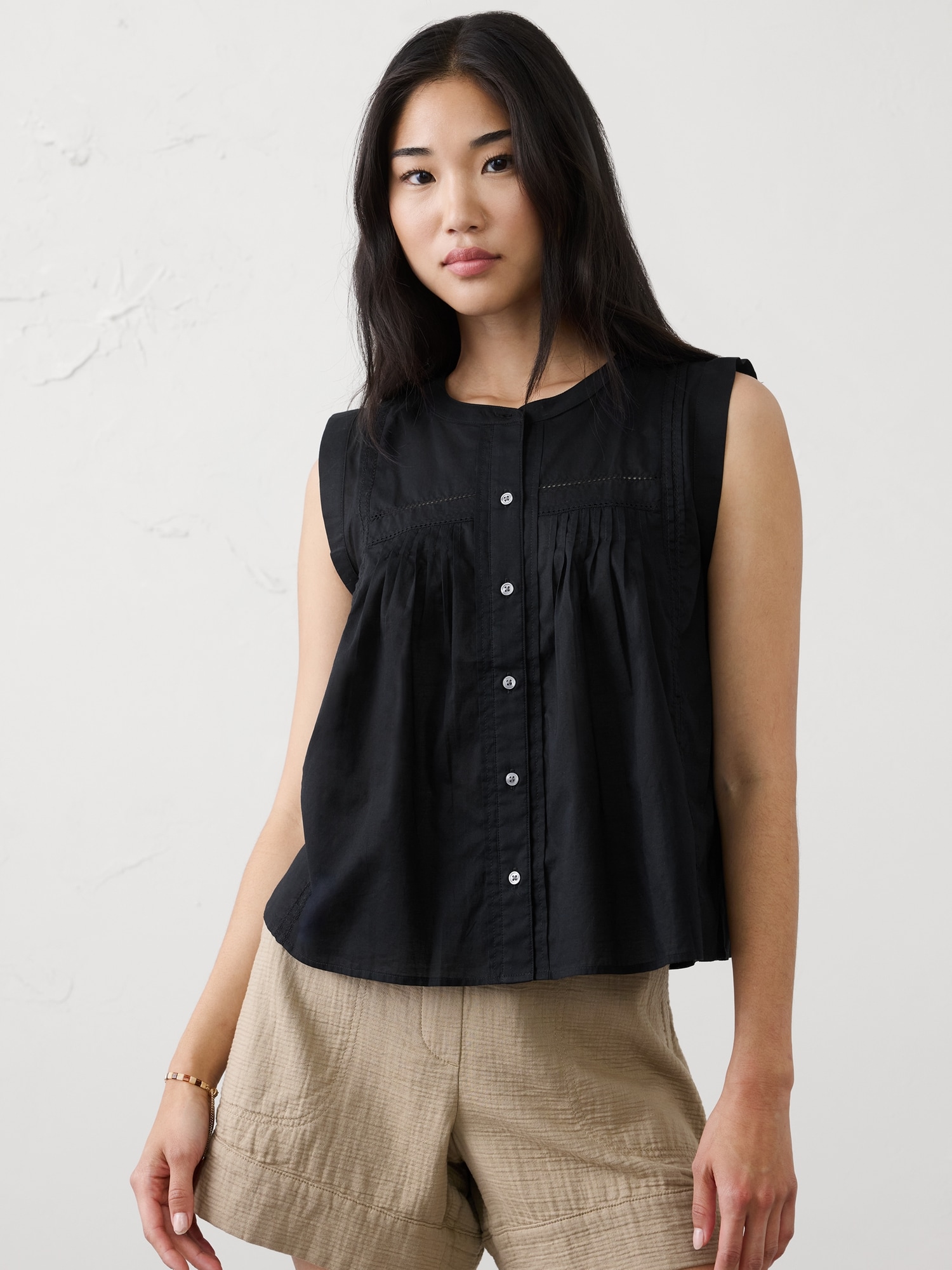 Picot High-Neck Top