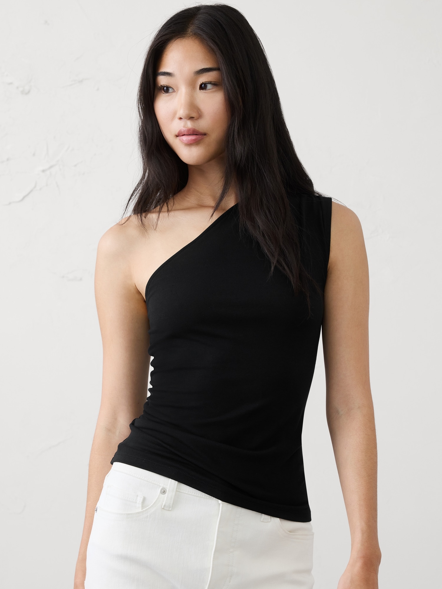 Soft Interlock One-Shoulder Top