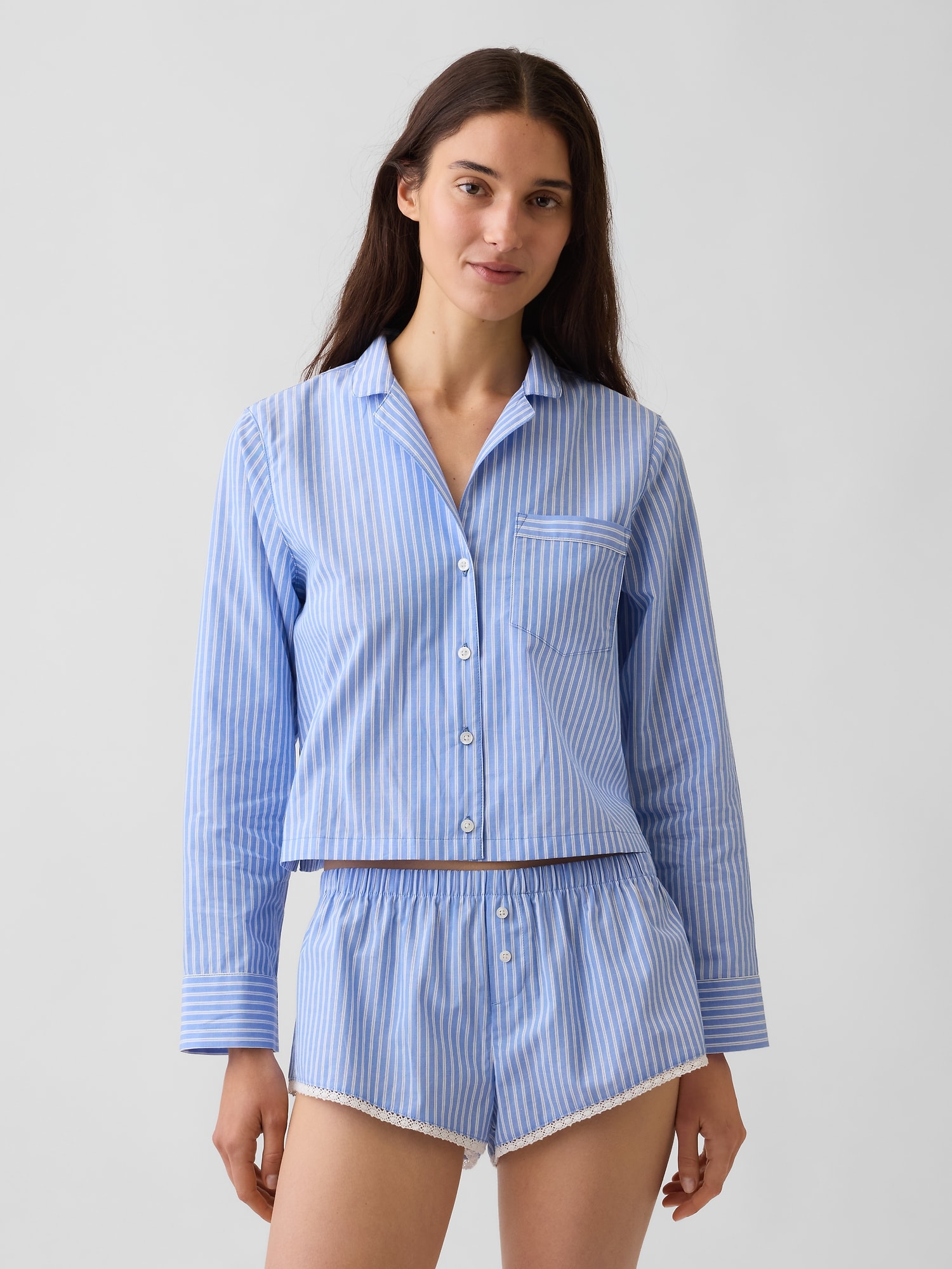 MadeSoft Poplin Oversized Crop PJ Shirt