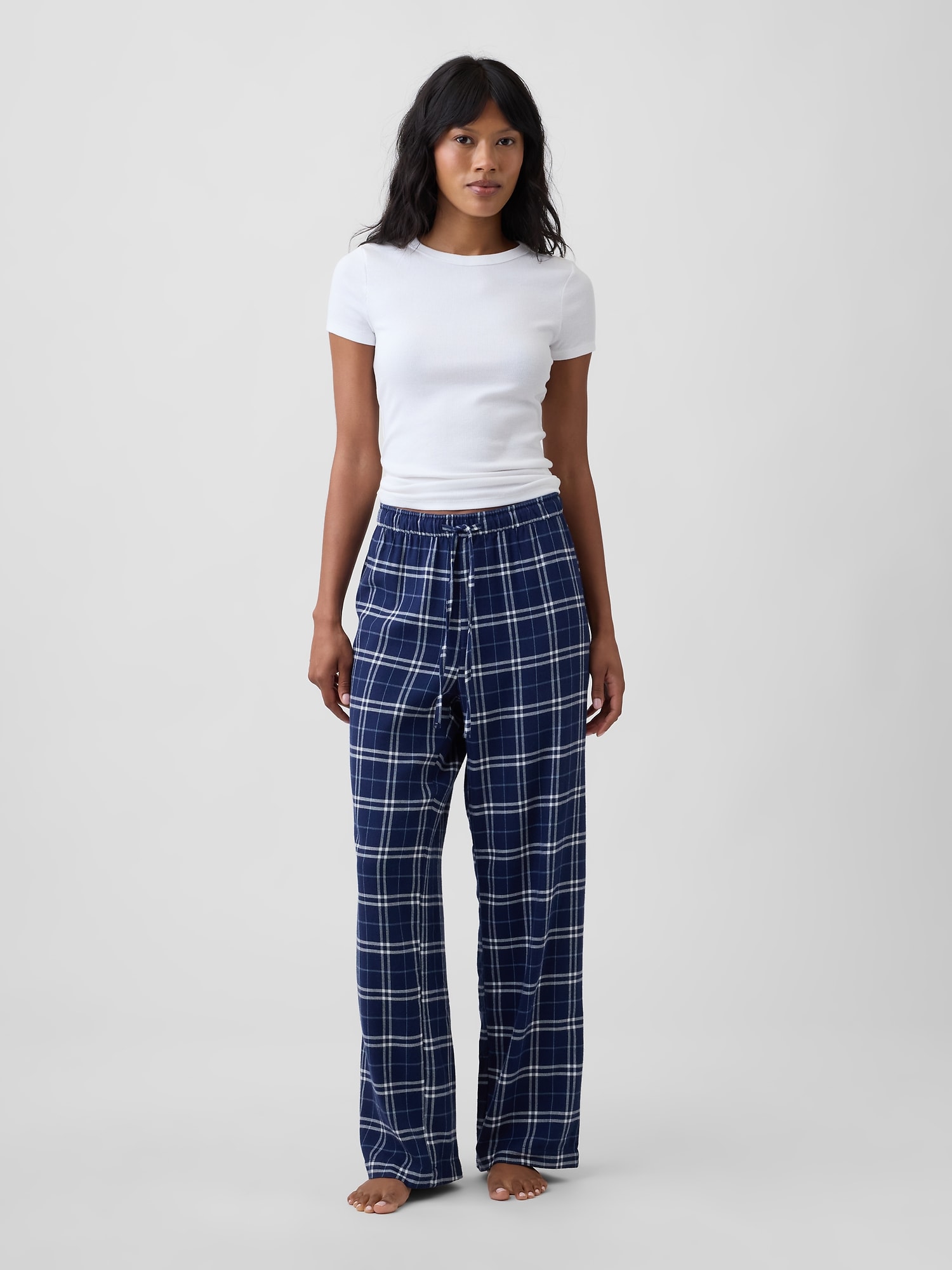 Gap Factory Flannel Pj Pants In Navy Plaid