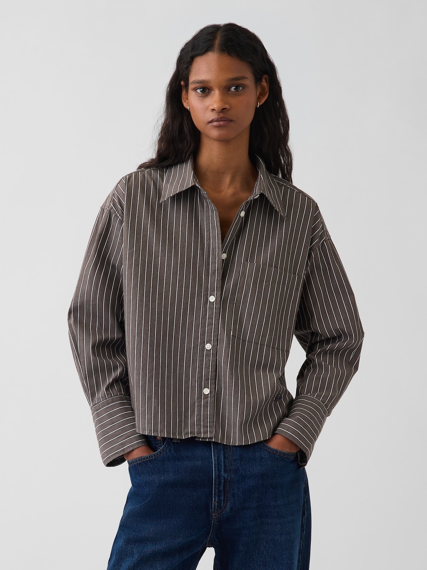 Organic Cotton Poplin Oversized Crop Shirt