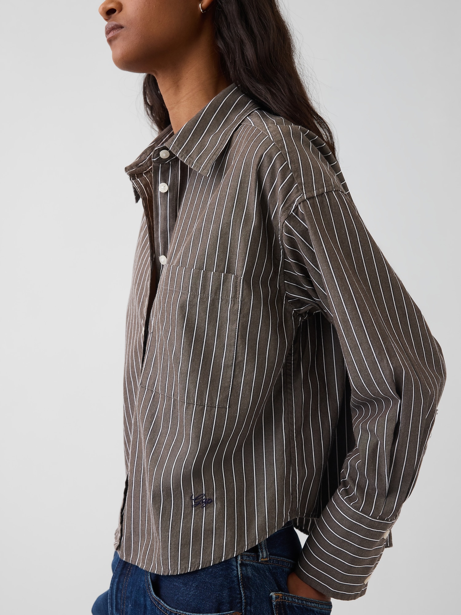 Organic Cotton Poplin Oversized Crop Shirt