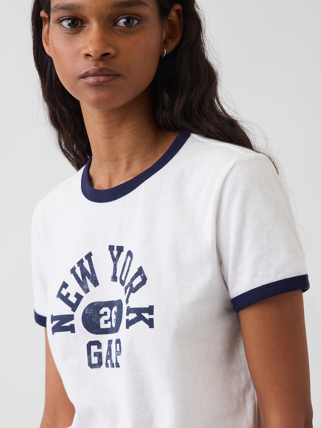 GAP NEW YORKロゴ リンガーTシャツ-3