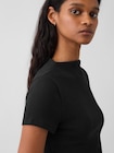 モダンリブ モックネック クロップドTシャツ-3