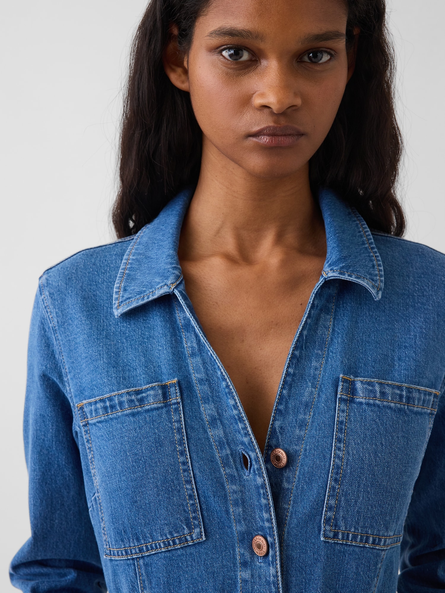 Denim Tie-Belt Midi Dress