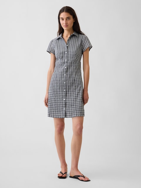 Empire-Waist Mini Shirtdress