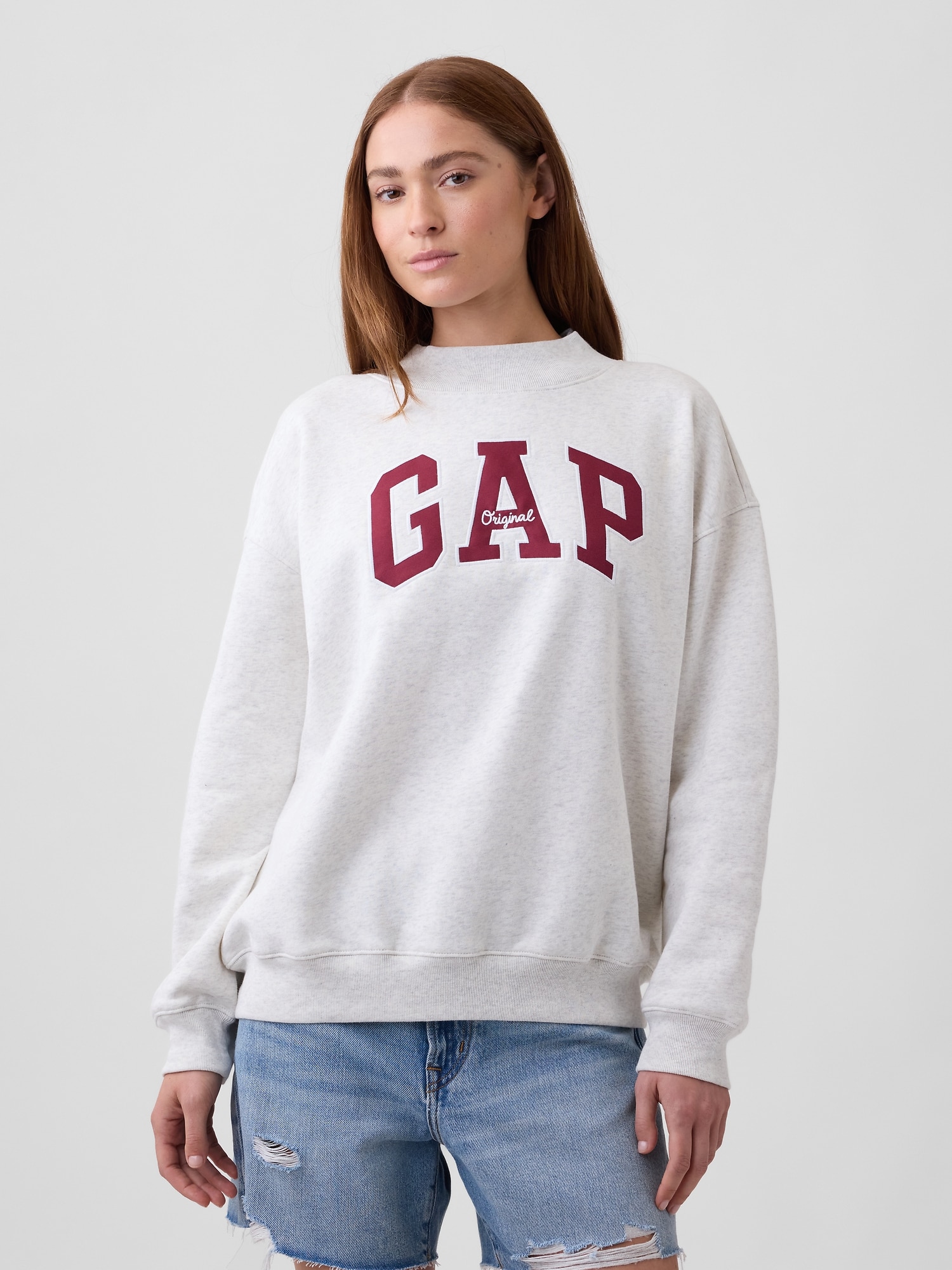 Oversized Gap Logo Mockneck Tunic Sweatshirt