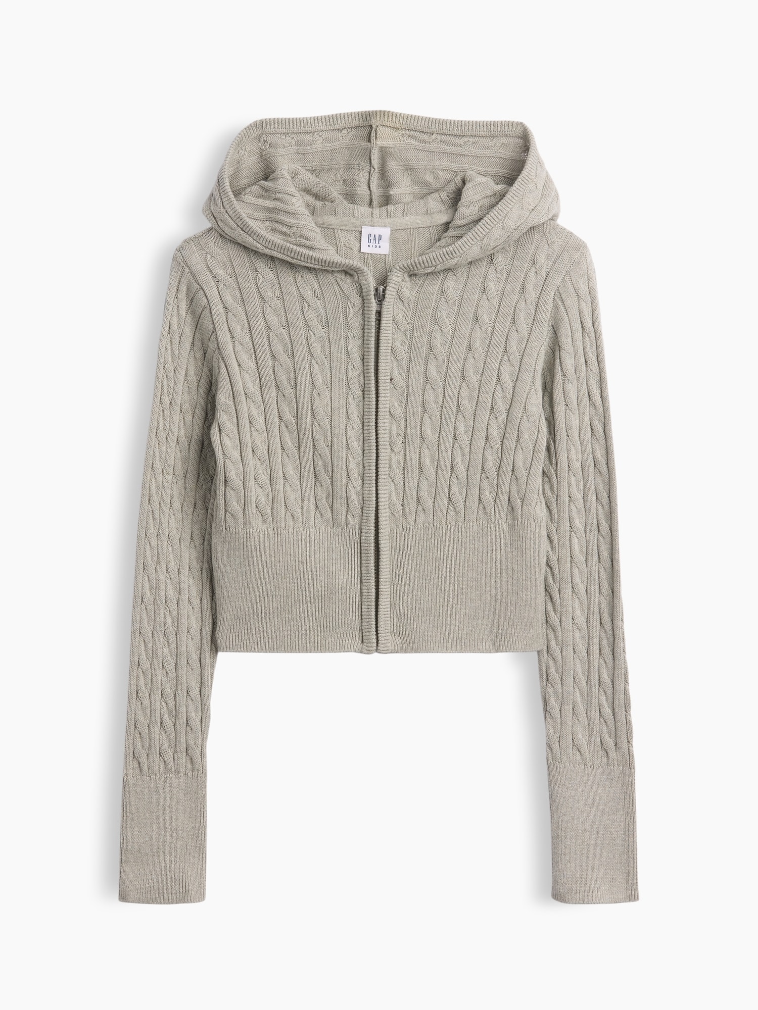 Kids Cable-Knit Sweater Zip Hoodie