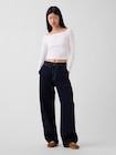 クロースニット ジャージー GAPロゴ オフショルダー クロップドTシャツ-1