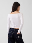 クロースニット ジャージー GAPロゴ オフショルダー クロップドTシャツ-2