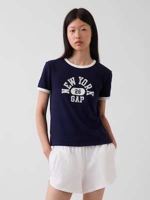 GAP NEW YORKロゴ リンガーTシャツ