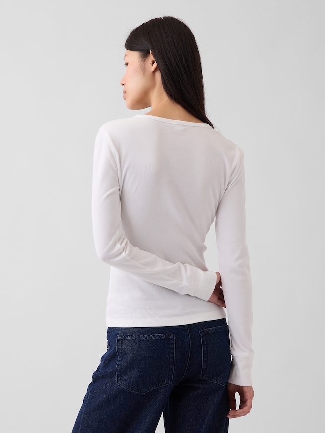 リブ GAPロゴ ヘンリーネックTシャツ-2