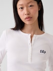 リブ GAPロゴ ヘンリーネックTシャツ-3