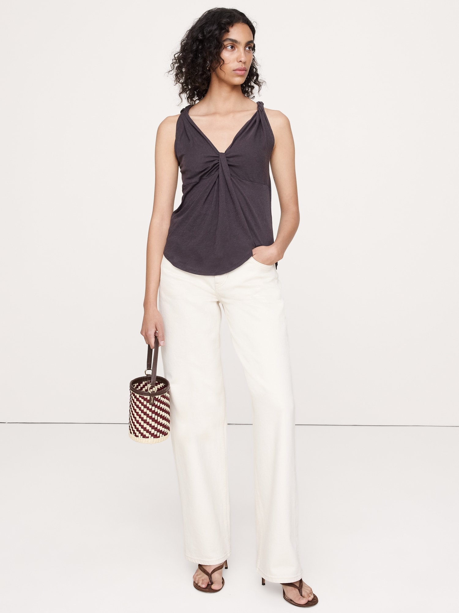 CAMISOLE TORSADÉE EN COTON ET EN SOIE
