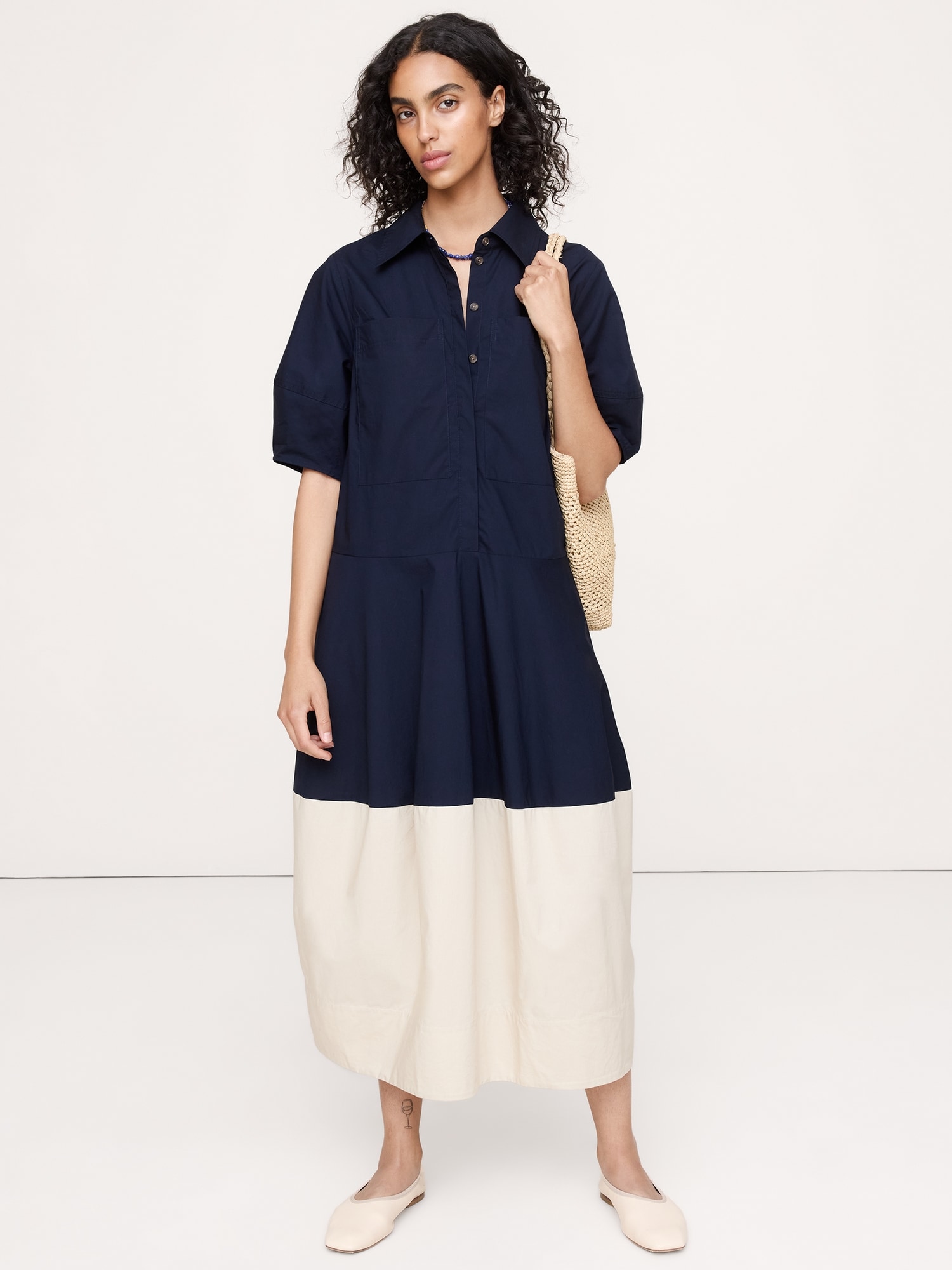 ROBE-CHEMISIER BARIL EN POPELINE DE COTON