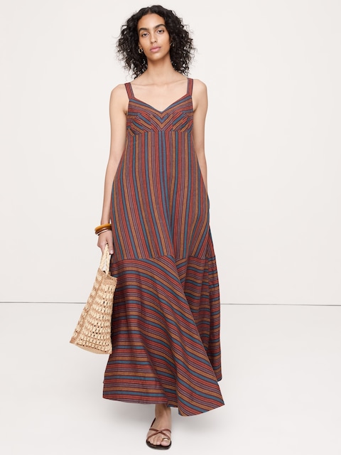 ROBE LONGUE EN LIN À TAILLE EMPIRE