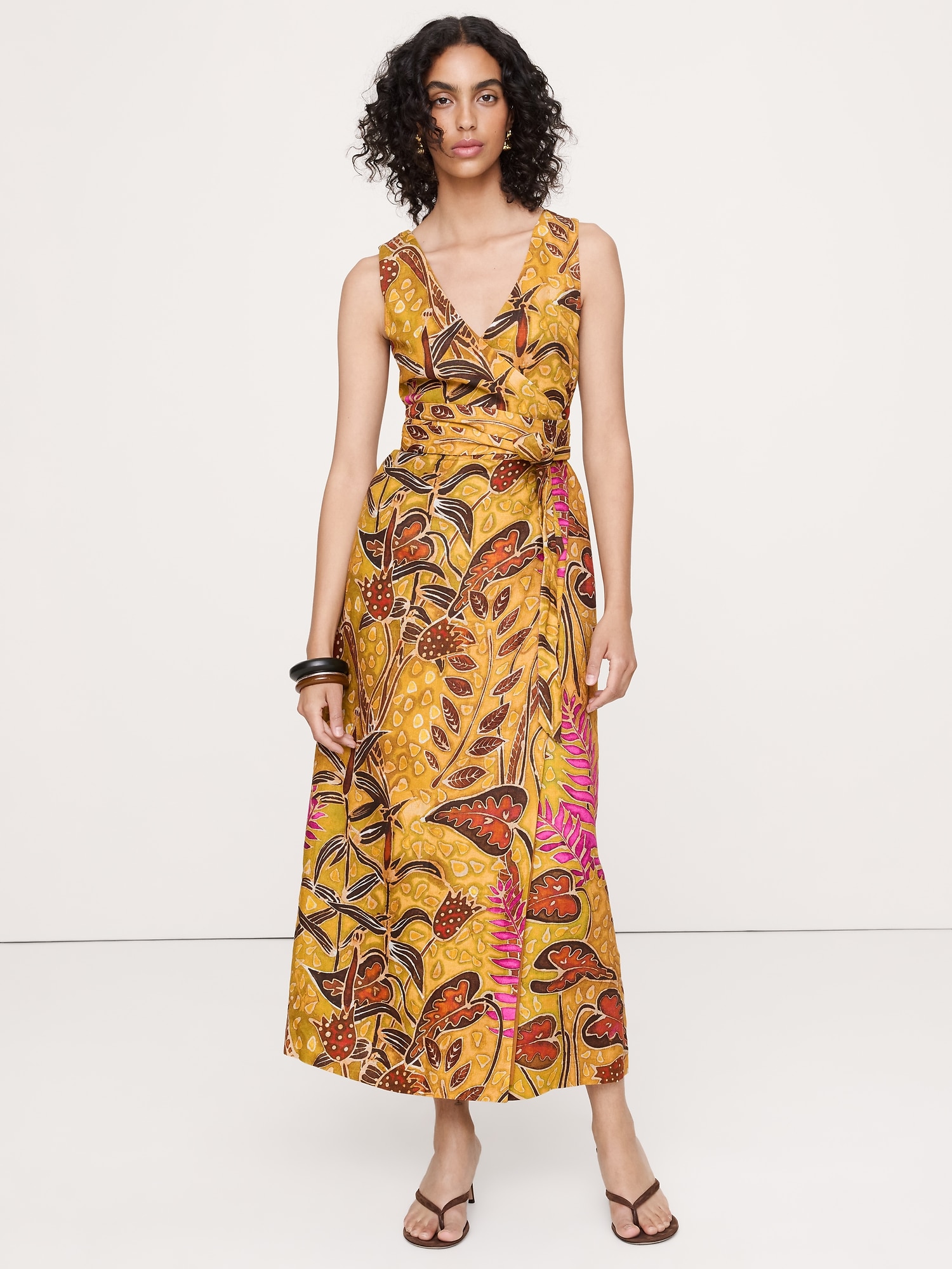 Linen Crossback Maxi Dress