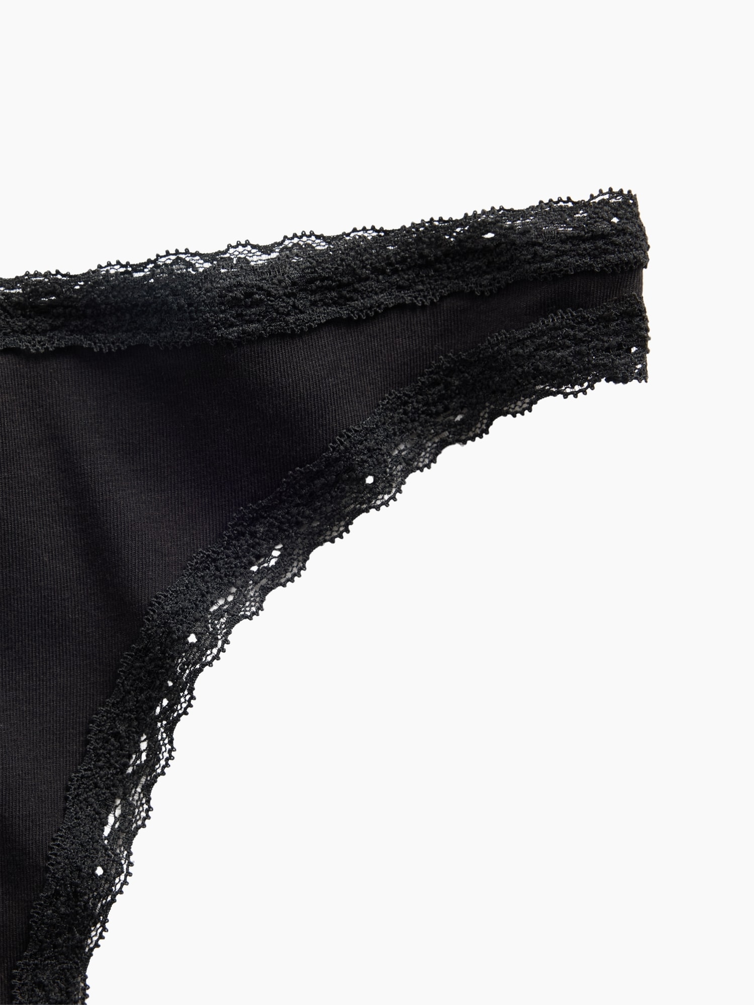 MadeSoft Organic Stretch Cotton Lace-Trim Thong
