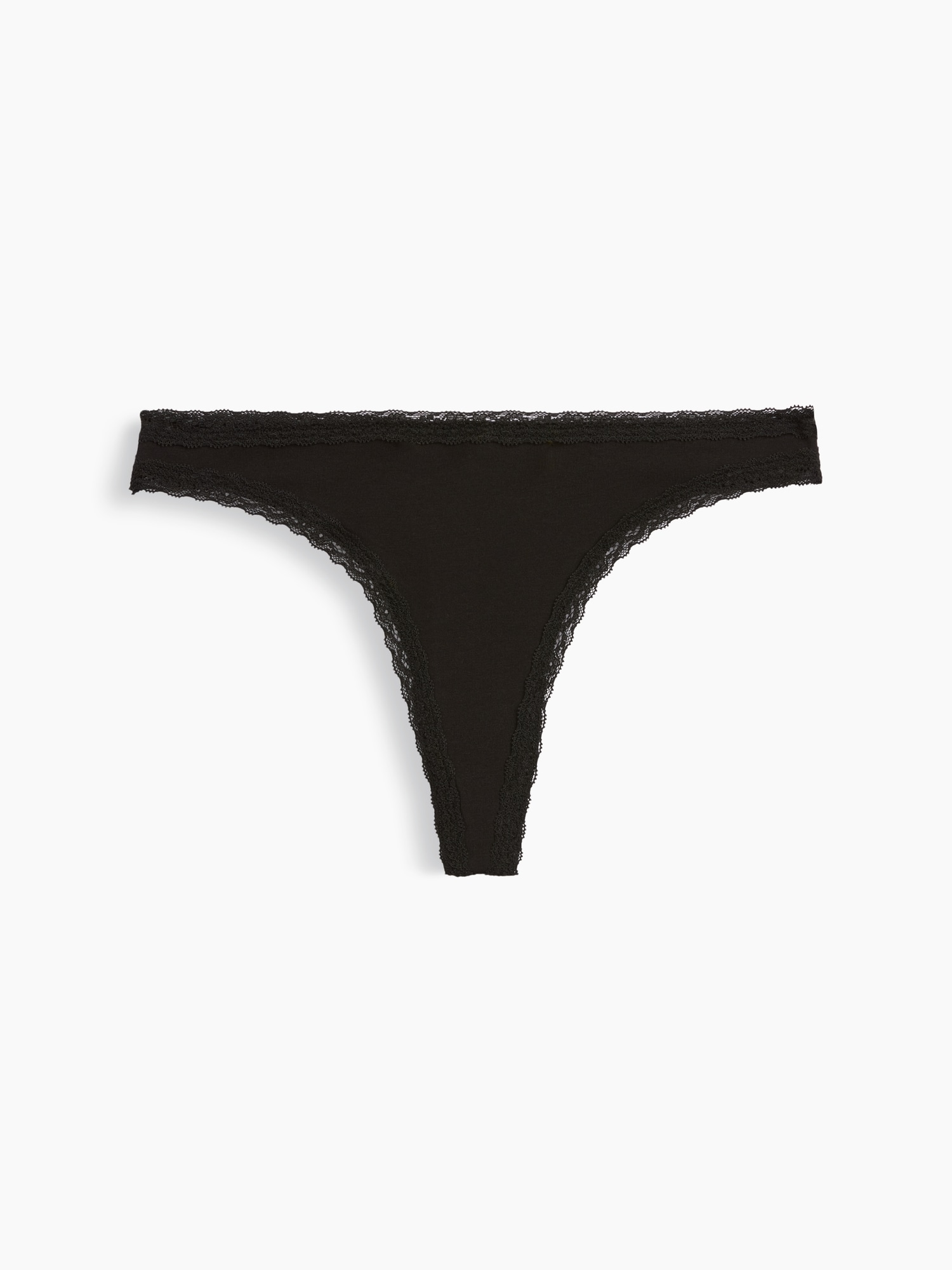 MadeSoft Organic Stretch Cotton Lace-Trim Thong