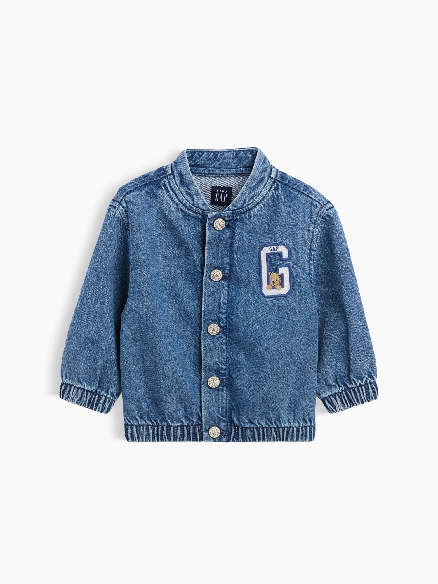 Veste de style universitaire en denim avec logo ourson Brannan babyGap