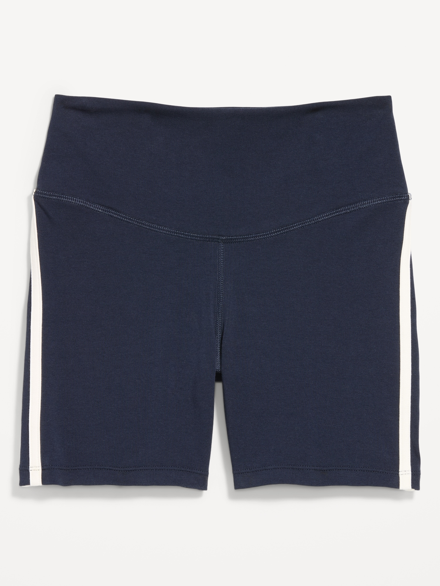 High-Waisted PowerChill Side-Stripe Biker Shorts -- 5-inch inseam