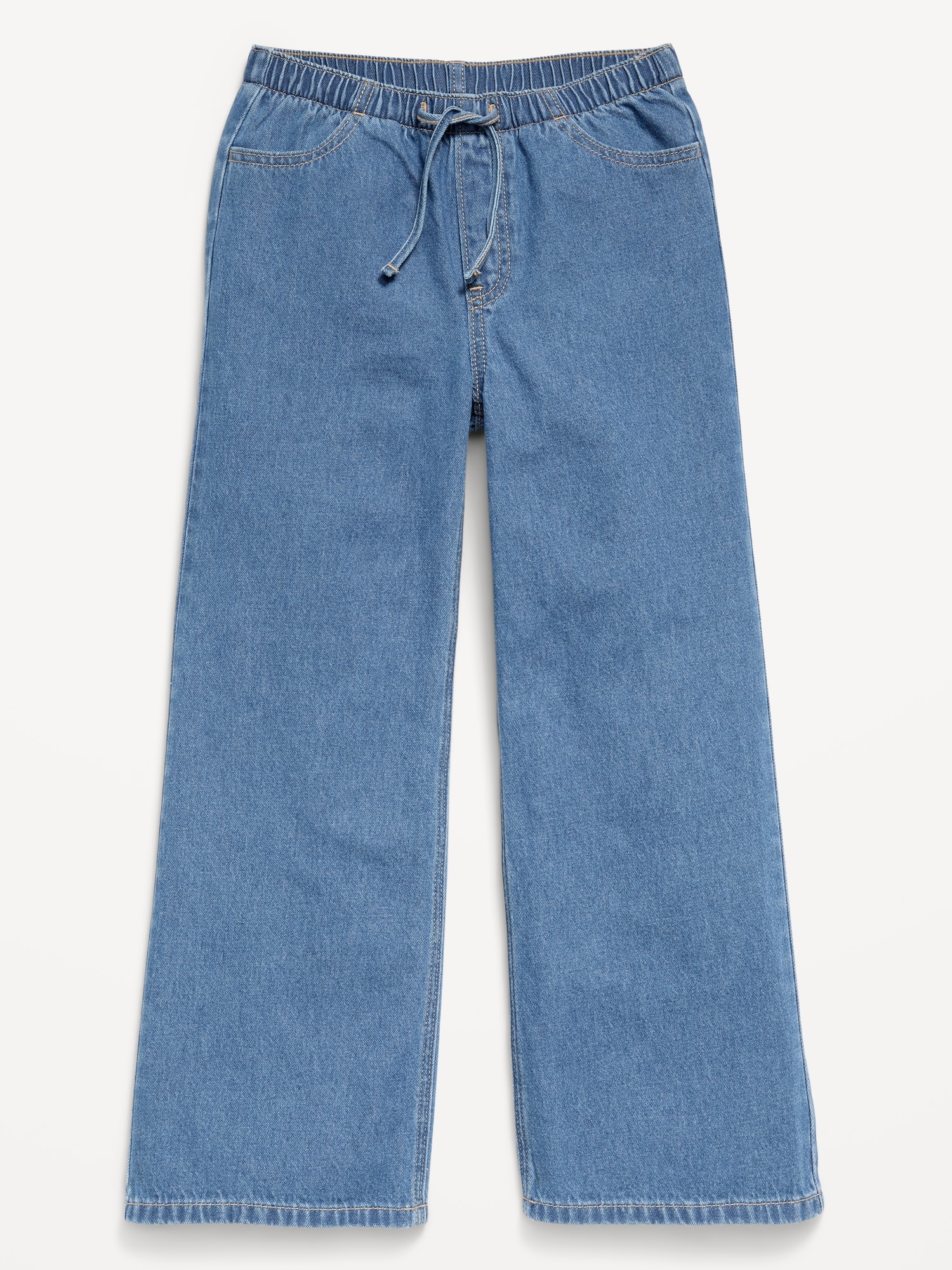 Pull-On Super Baggy Wide-Leg Denim Jeans for Girls