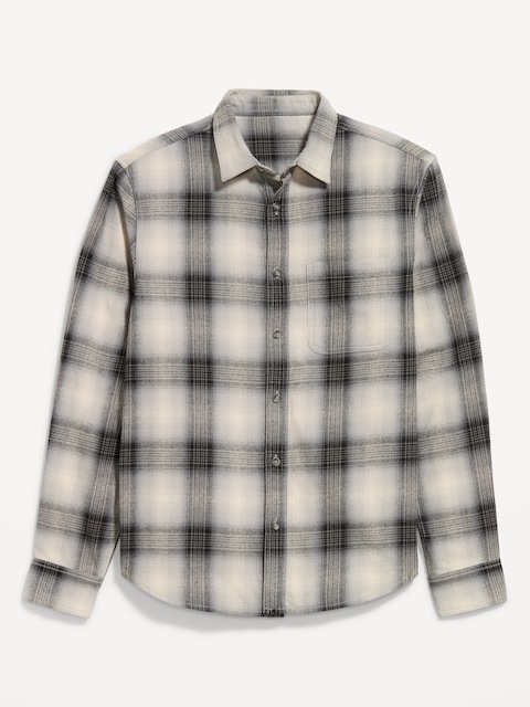 Relaxed Long-Sleeve Plaid Flannel Pocket Shirt